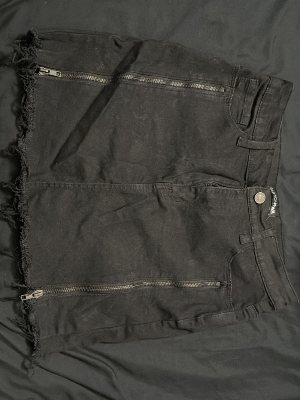 Fashion Nova Black Denim Shorts with Front Zippers